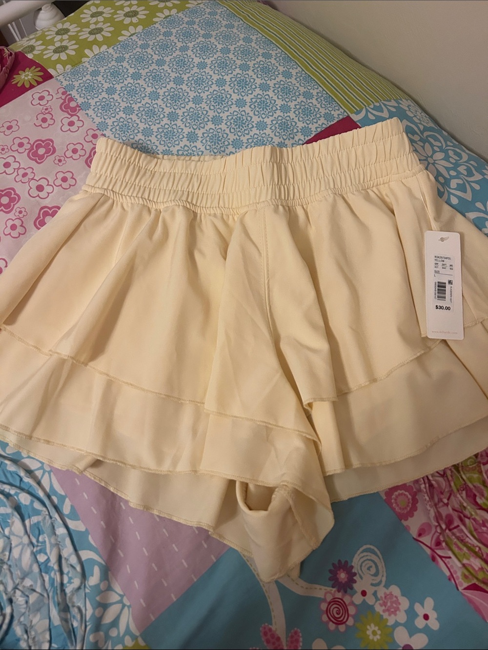 GB girls Pale Yellow Tiered Skort